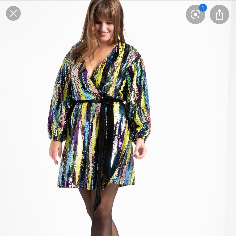 Eloquii Colorful Sequin Short Gown